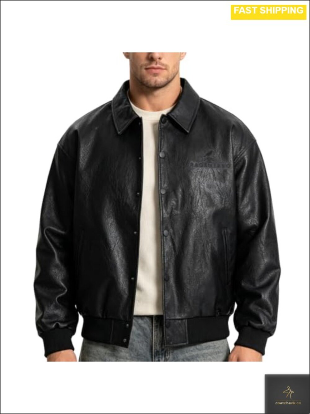 Faux Leather Jacket Men's Vintage Racing Streetwear Fall Coat